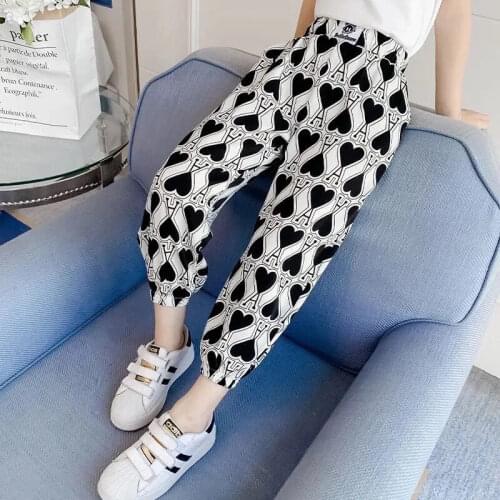 Pants For Girls Casual Style Girl Anti-Mosquito Pants Kids Fashion Heart Ankle Trousers 5 7 9 10 11 13 14Years Teenage Clothes
