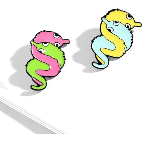 Cute Snake Worms Enamel Pin Custom Colorful Brooches Colorful Insect Animal Badge for Bag Lapel Pin Jewelry Gift for Friends