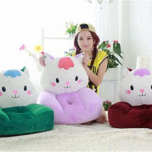 Fancytrader plush cat childrens sofa toy big face animal cat green pink red soft chair cushion for child