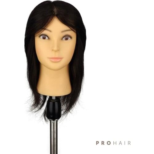 Mannequin-Head with 35CM 100% Human Hair Black Training Head Female Mannequin Hairdressing Training Doll Head wig head styling