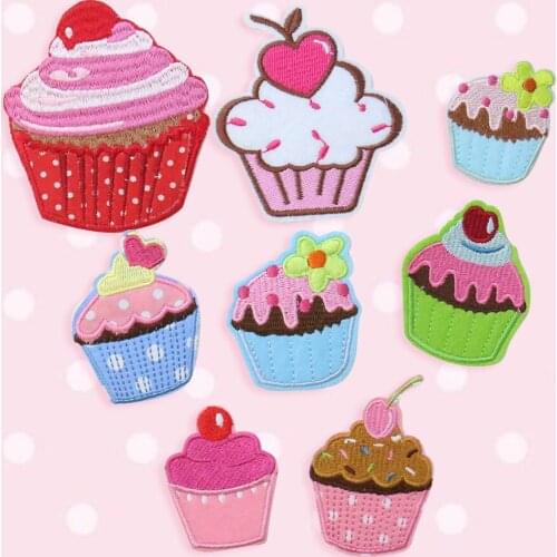 Exquisite Cute Pink Cartoon Flowers Fruit Cake Pattern Patch DIY Fashion Clothing Hat Embroidery Cloth Stickers Decorative Patch