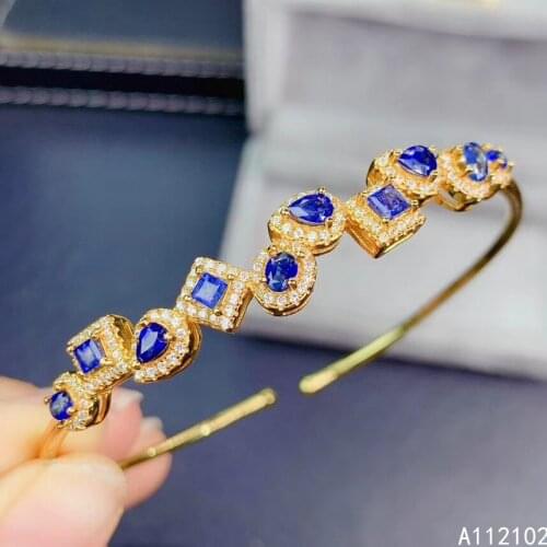 KJJEAXCMY fine jewelry 925 sterling silver inlaid natural sapphire new girl popular hand bracelet supports test Chinese style