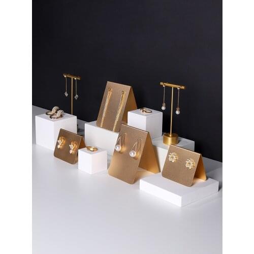 Creative Copper metal Jewelry Display Holder Earrings Ring Display Block White Jewelry Display Block