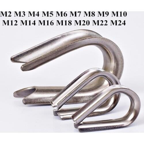 M2 toM24 Wire Rope Cable Thimbles Clamps Marine Grade tainless Steel Wear and rust Boat Sleeve Clip Fittings Cable Crimps Collar
