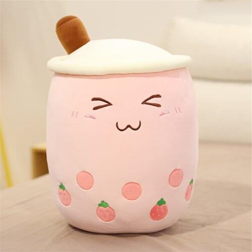 Kawaii Cartoon Bubble Tea Cup Plush Toy Stuffed Food Milk Tea Soft Doll Milk Tea Cup Pillow Cushion Kids Toys Girl Birthday Gift