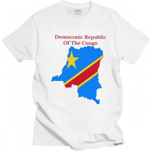 Gorgeous Tshirt Men Democratic Republic Of The Congo Flag Map T Shirts Short Sleeve Cotton T-shirt Crew Neck Casual Tops