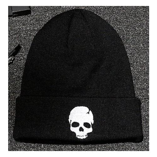 2021 Europe and America Autumn and Winter Mens and Womens Woolen Hats Punk Skull Personality Hip-hop Hat Pullover Knitted Hat