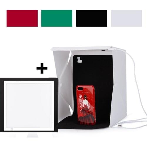 2017 NEW Folding Studio Diffuser Soft Box With LED Light Background LED Dimmable Shadowless Light Photo Studio NO MATTING Shadow