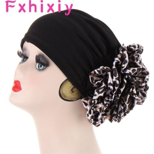 New Arrival Leopard Turban Hat Womens Skullies Beanies Donut Flower Headdress Inner Cap Soft Muslim Hijabs Underscarf Bonnet