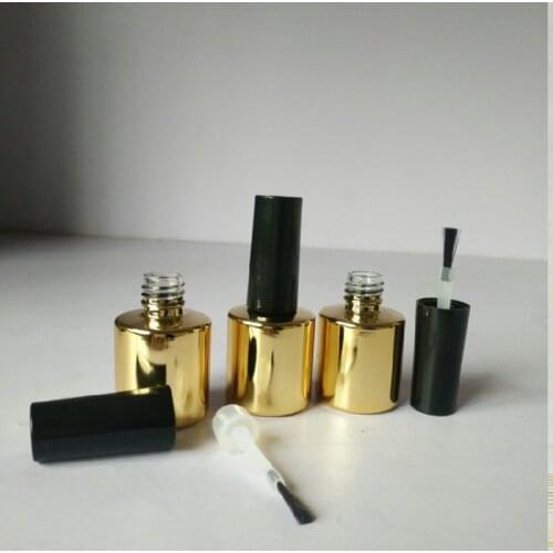 Wholesale 8ml Nail Gel Polish Bottles Empty Glass Nail Tubes With Brush Bar Gold Bottle Black Lid Makeup Package