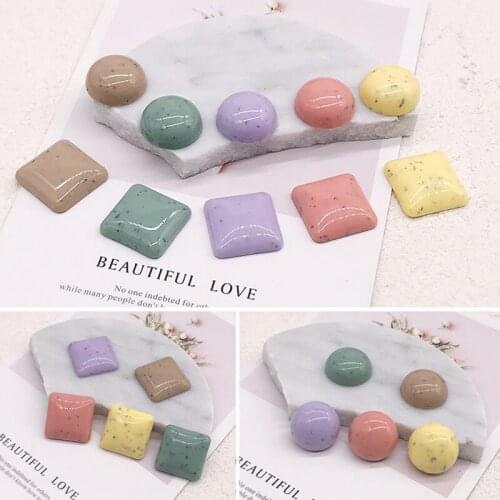 DIY resin earrings retro Morandi color square round material handmade earrings earrings accessories