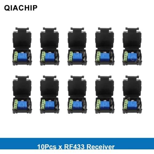 QIACHIP 10pcs 433MHz DC 12V 1CH RF Relay Module Universal Wireless Remote Control Switch Smart Controller Receiver For Gate Door