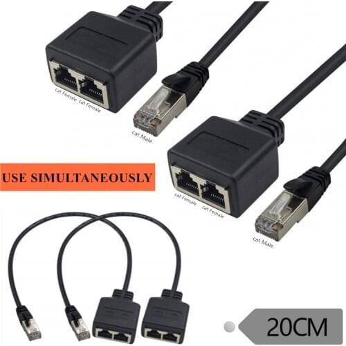 RJ45 1 Male to 2 Female Splitter Ethernet Adapter for Ethernet Cat 5/CAT 6 LAN Ethernet Extender Surf Online at The Same time