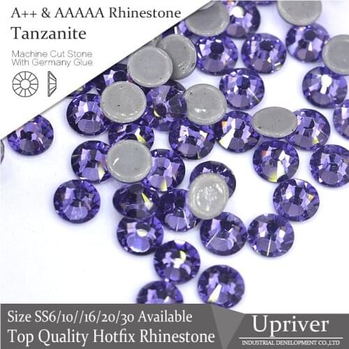 Upriver A++ 1440pcs/288PCS Bright Fancy Strass Tanzanite SS6-SS30 Hotfix Rhinestone For Wedding Dress Designs