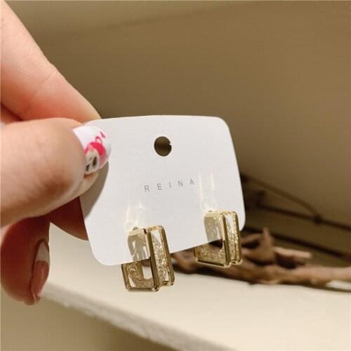 Korean Gold Metal Geometric Square Shape Hoop Earrings 2020 Trendy Temperament pendientes Fashion Jewelry For Women