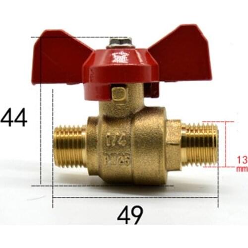 DN8 G 1/4" BSP Male Brass Ball Valve Water Gas Oil Port Size 9mm With Red Handle