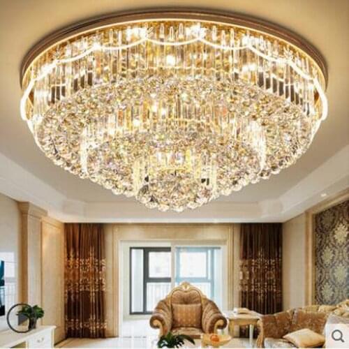 Living room light crystal round led ceiling lamp European style lobby bedroom restaurant modern minimalist atmosphere lamps led