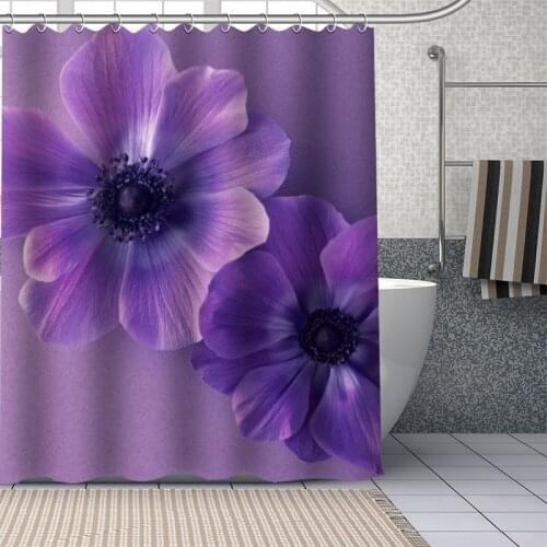 Waterproof Shower Curtain Can Be Customized Anemone Flower Bathroom Shower Bath Supplies Polyester Shower Curtain With Hooks