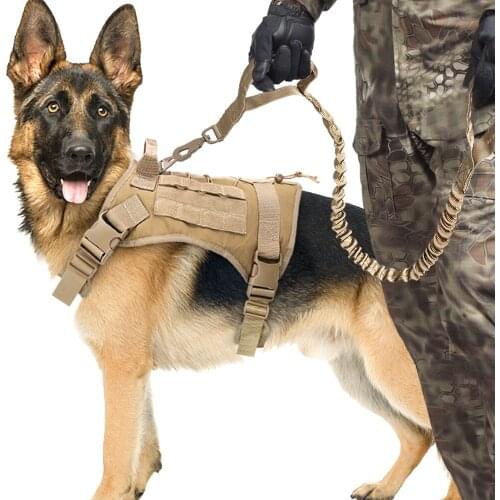 Military Tactical Dog Harness Vest Working Dog Clothes Harness Leash Set Molle Dog Vest For Medium Large Dogs German Shepherd