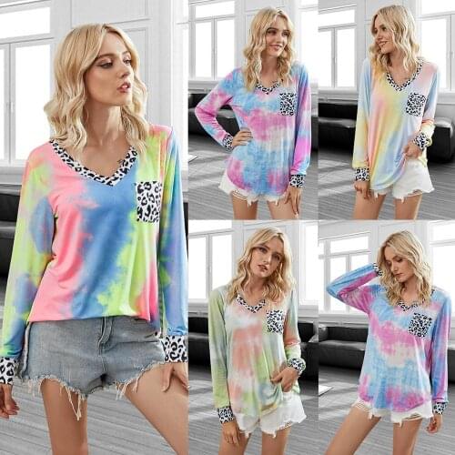 Autumn Women Long Sleeve T-Shirt Fashion Gradient Color Shirt Cotton Casual Loose Tops Elegant Ladies Office T-Shirt D200714