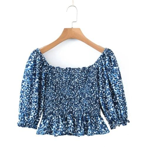 JC·KILIG 2021 Square-Collar Loose Leopard Print Shirt 2103