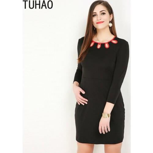 TUHAO Spring Black Sexy Pleated Hollow out elegant black Mini Dresses plus size 7XL 6XL 5XL woman office lady dress RL