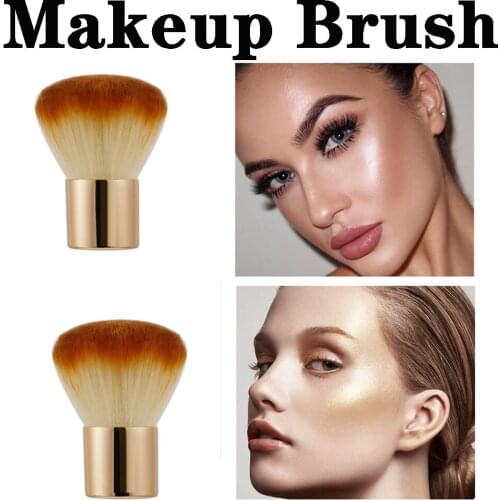 1Pc Fluffy Face Powder Blush Brush Loose Powder Foundation Brush Golden Handle Portable Single Makeup Brush Beauty Tool
