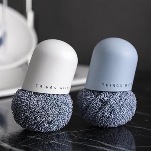 2pcs Durable Plastic Cleaning Brush Round Pan Pot Dish Utensils Brush Washing Supplies Kitchen Accessories Random Color