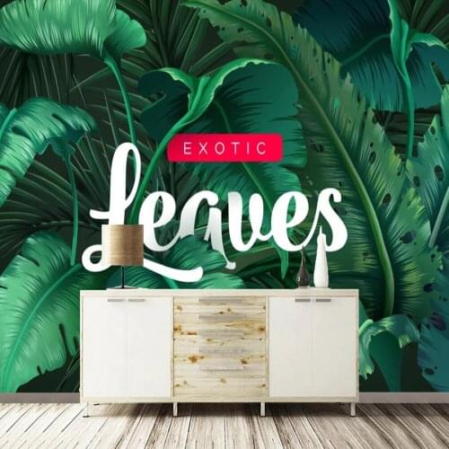 Milofi Custom 3D Wallpaper Mural Tropical Rain Forest Plant Banana Leaf Mural Background Wall Decoration Painting Photo Mural