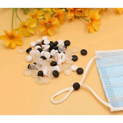 50/100/200PCS Mask Elastic Rope Cord Lock Silica gel Stopper Buckle Drawstrings Elastic Cord Adjuster Mask Elastic Buckle