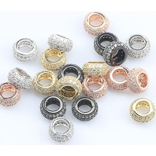 7x3mm 3pcs/lot CZ Spacer Beads White Copper Micro Pave Cubic Zirconia Beads for Charms Bracelet DIY Jewelry Making Accessories