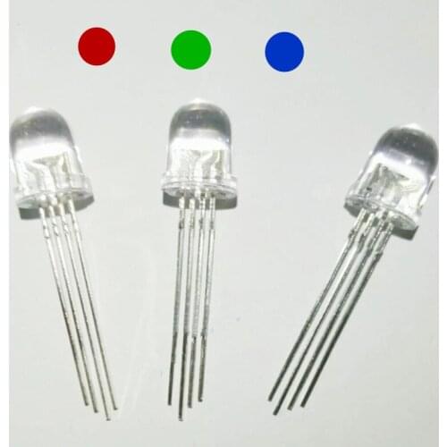 8mm RGB LED Common Anode LED Diode Light Round Tricolor Red Green Blue Light-Emitting Diode LED Lamp 4Pin Transparent Bulb