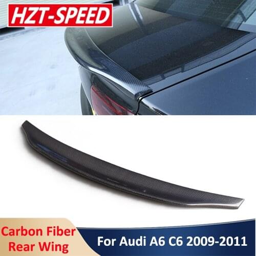 A6 C6 Real Carbon Fiber Rear Trunk Wing Spoiler Car Body Kit For Audi A6 C6 Modify 2009-2011 Styling