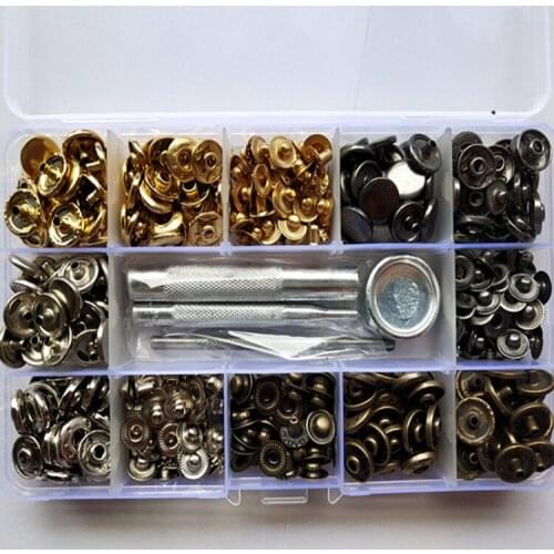 Free Shipping BRASS material 12.5mm 40set Mix Color Snap Fastener Press Stud Buttons Poppers Leather Craft + Fixings Tools Kit