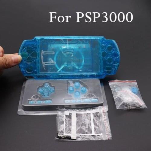 Black blue white Transparent Full Housing Shell Faceplate Case Repair Replacement for PSP3000 PSP 3000 Console Shell with Button