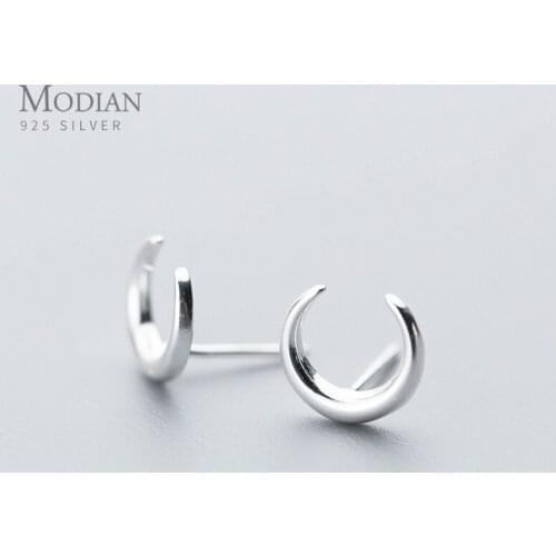 Colusiwei Moon Meniscus Stud Earrings for Women Fashion 925 Sterling Silver Fine Jewelry Gifts Anti-allergy Ear Pins for Girl