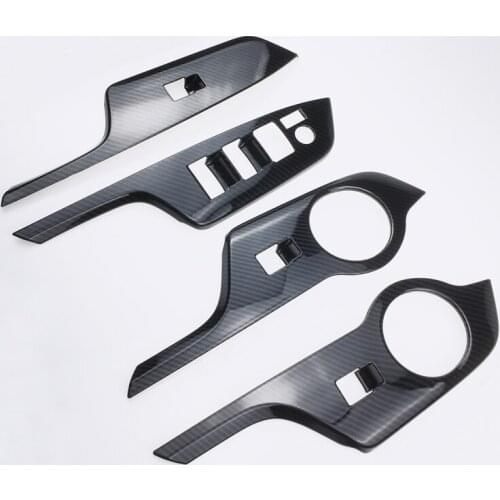 For Toyota C-HR 2016 2017 2018 Inner Window Lift Switch Button Cover Trim Carbon Fiber Style 4pcs Car Accessories Car Styling