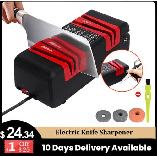 Electric Knife Sharpener Automatic Cut Sharpener 15-Degree Bevel Crude Fine Grooves Knives Scissors Kitchen Tools Cutter Grinder