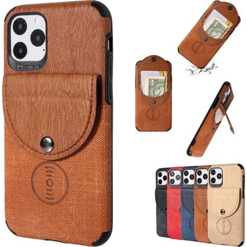 Leather Wallet Card Phone Case for IPhone 12 11 Pro Max Mini 2020 SE X XS XR XSMAX 8 7 Plus Anti-fall Protective Back Cover Case