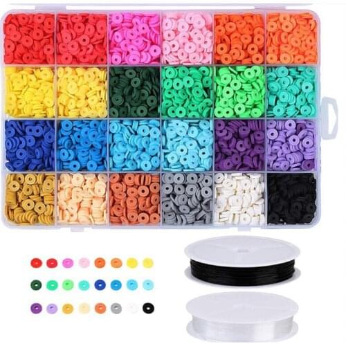 L5YA Bohemian Round Beads for DIY Necklaces Bracelets Earring Craft Set Color 24Grids Color Beads Beautiful Handwork Gifts