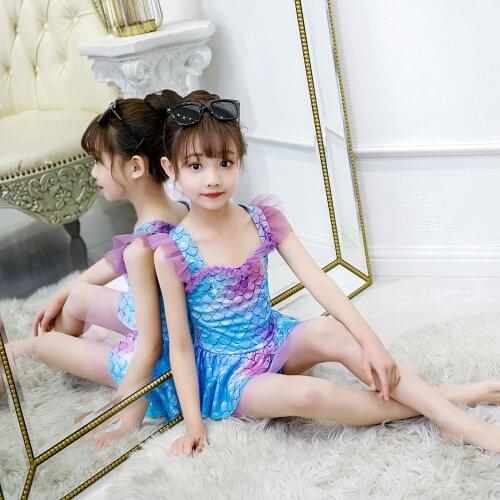 Summer New Style Girls One-Piece Swimsuit Lovely Little Princess Swimwear Childrens Mermaid Theme Cosplay Costume For Swimming