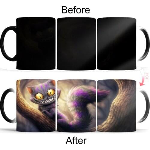 Smile Cute Cartoon Cat Animal Heat Sensitive Coffee Mug Cup Porcelain Magic Olor Changing Tea Cups Mug Best Gift for Friends