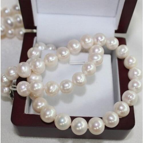 Fashion jewelry Free Shipping Fine jewelry natural Fresh water pearl big 11-12mm necklace send mother super Beauty super low pr