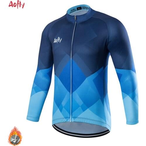 MTB Blue 2020 Winter Fleece Pro Cycling Jersey Set Mountian Bicycle Clothes Wear Ropa Ciclismo Racing Bike Clothing Cycling Suit