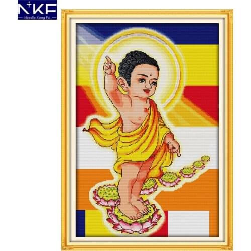 NKF The Buddha Birth Counted Cross Stitch Sets Needlework DIY Kit Embroidery Chinese Cross Stitch Chart Pattern for Home Decor