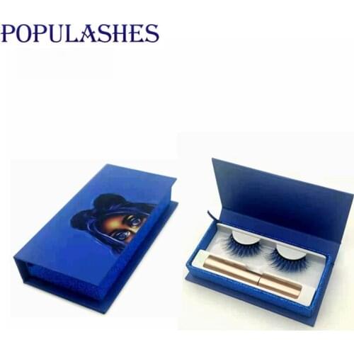 New 10 Magnetic Eyelashes and Eyeliner Set Magnet Blue Color Mink Fake Eyelashes Blue Packaging Lash Gift Box Cases Makeup Kit