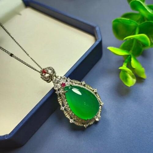 Natural Ice King Green Chalcedony Necklace