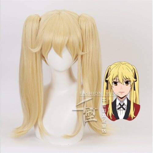 50cm Anime KAKEGURUI Cosplay Meari Saotome Women Long Wig Role Playing Wigs Halloween Cosplay Golden Hair