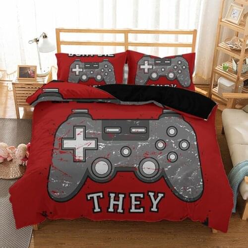 Duvet Cover Set Boys Kids Game Printing Bedding 2/3 Pcs Bed Set Gamepad Pattern Quilt Cover Comforter Cover Bedding Set Queen