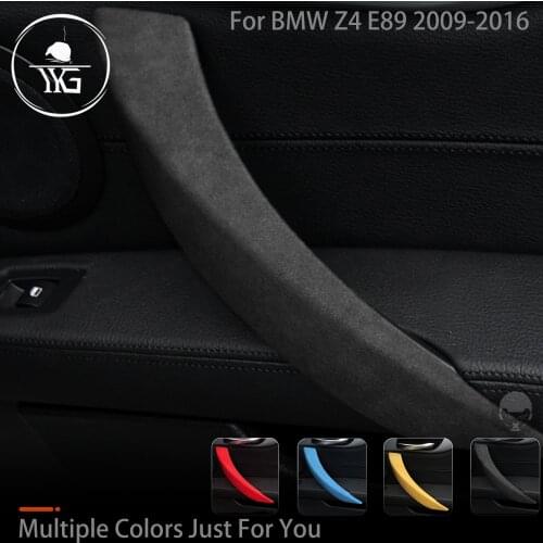 Turn Fur Suede Wrap Cover For BMW Z4 E89 2009-2016 Passenger Side Inner Door Handle Trim Armrest ABS E89 Car Accessories